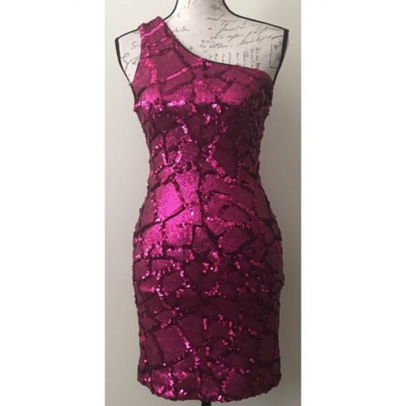 NWT Dress The Population Sequined Fuchsia Dress - Picture 1 of 8